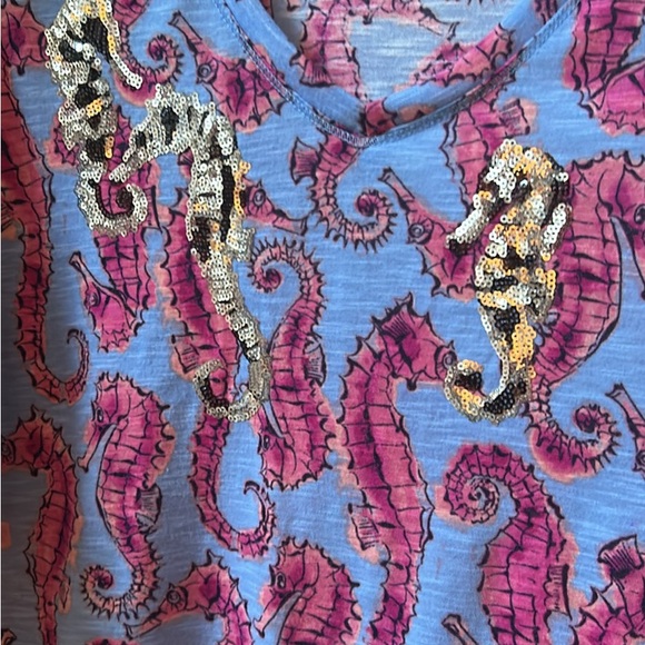 Onque Casuals Blue Embellished 3/4 Sleeve Blouse - Picture 2 of 4